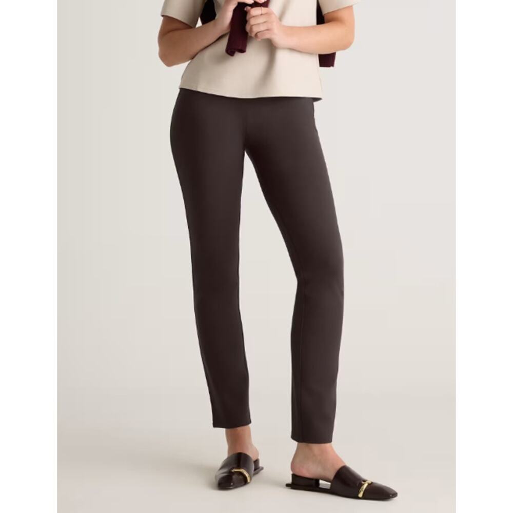 Quince Ultra-Stretch Ponte Straight Leg Pant Espresso Brown Med